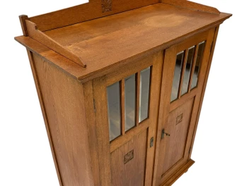 Arts & Crafts Art Nouveau Bookcase with Beveled Glass, 1900s